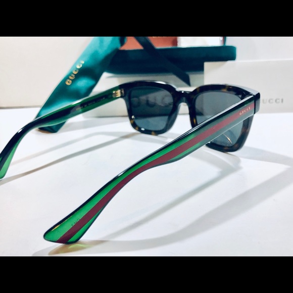 Gucci Men's Sunglasses Havana Brown w/ Green; Gray - Picture 5 of 8